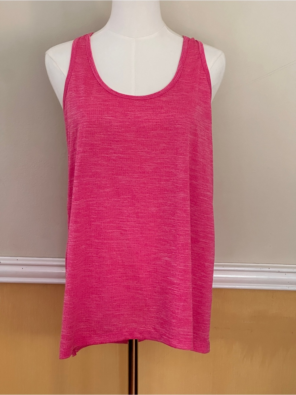 Old Navy Active Hot Pink Racerback Tank Top with Floral Detail on Back